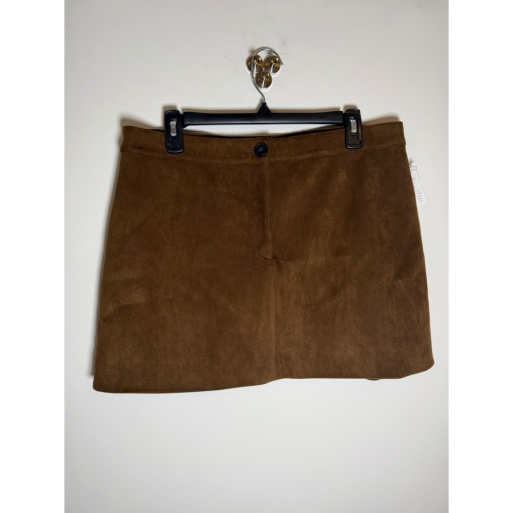 NWT‎ House of Harlow 1960 Tobacco Faux Suede Mini Skirt Brown A-Line L